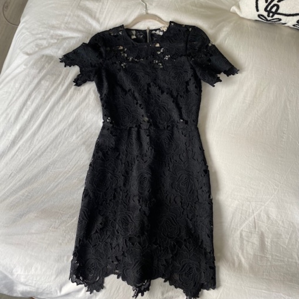 Black Lace Tea Length Dress